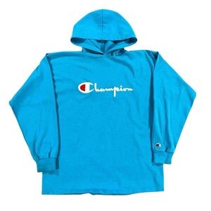 Vintage 80s Champion Hoodie Mens XL  Blue Pullover Stitched Logo Made In USA
